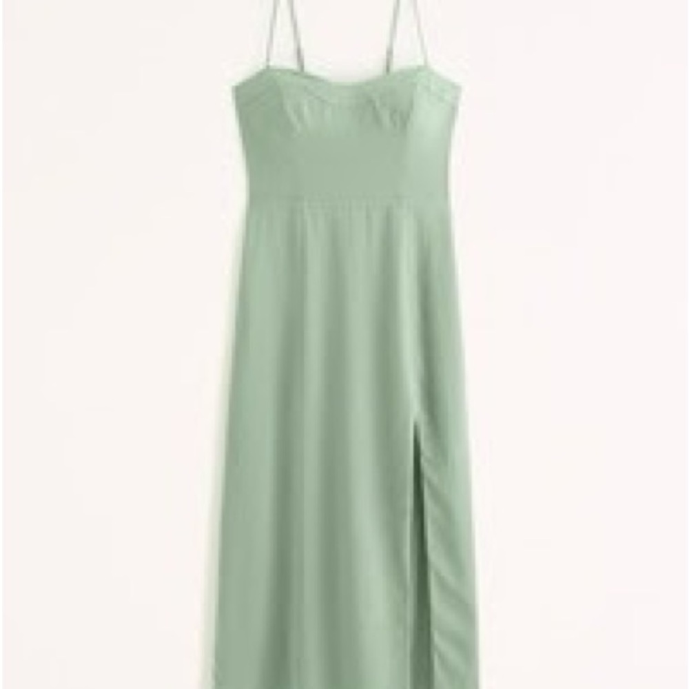 Abercrombie & Fitch Sage Green Spaghetti Strap Maxi Dress